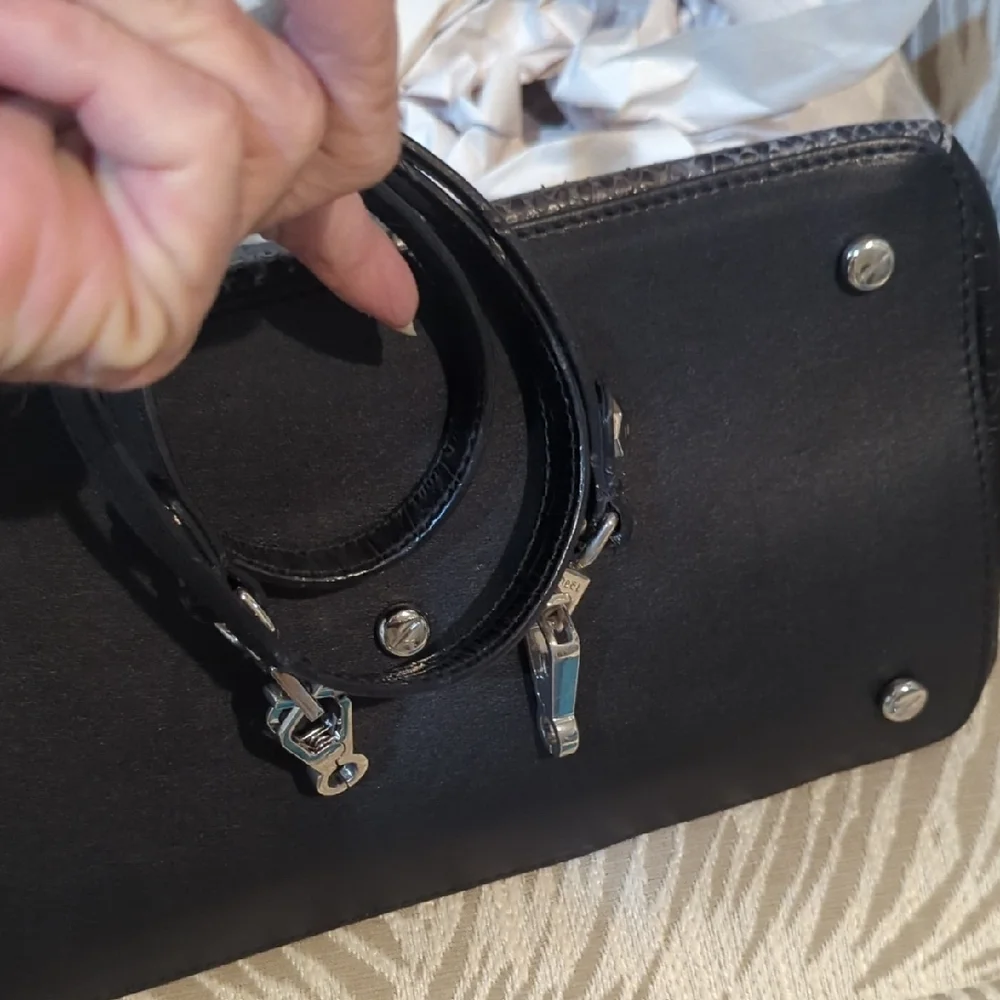 Henri Bendel Crocodile-Embossed Women's handbag with crossbody strap